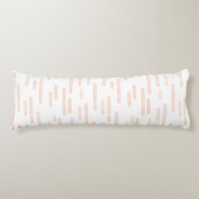 Inky Rounded Lines Pattern | Pale Peach on White Body Pillow (Front)