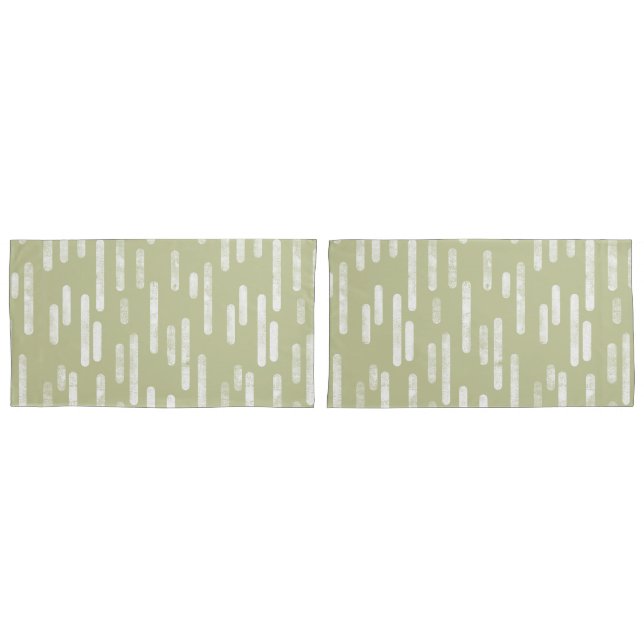 Inky Rounded Lines Pattern | Pale Pistachio/White Pillow Case (Front-Set)