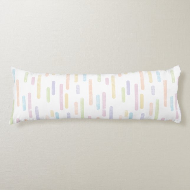 Inky Rounded Lines Pattern | Pastel Rainbow Colors Body Pillow (Front)