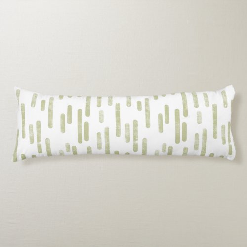 Inky Rounded Lines Pattern  Pistachio GreenWhite Body Pillow