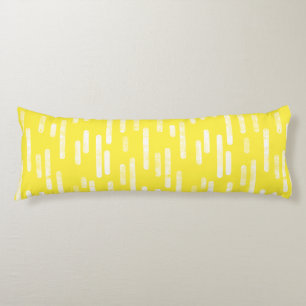 Inky Rounded Lines Pattern White/Bright Yellow Body Pillow