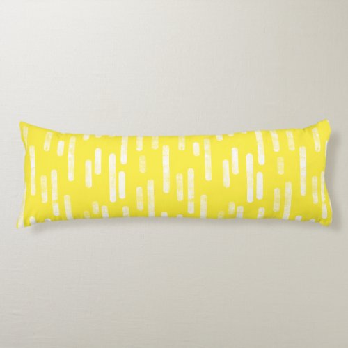 Inky Rounded Lines Pattern  WhiteBright Yellow Body Pillow