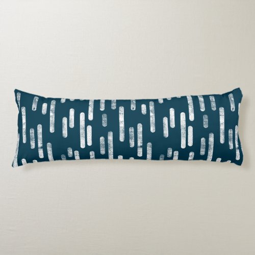 Inky Rounded Lines Pattern  WhiteDark Blue_Green Body Pillow