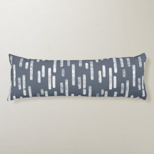 Inky Rounded Lines Pattern White on Blue Gray Body Pillow