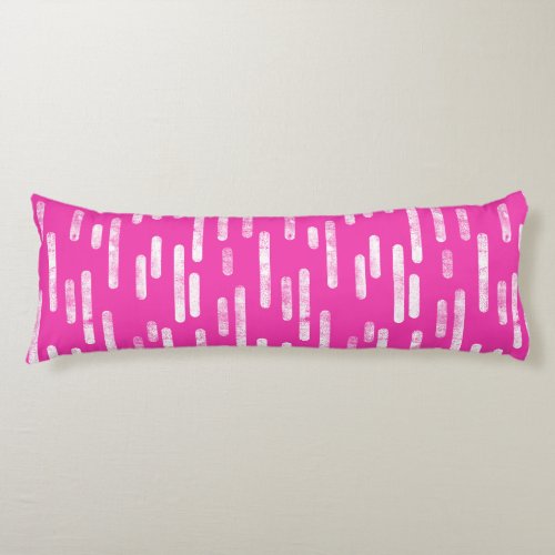 Inky Rounded Lines Pattern  White on Bright Pink Body Pillow