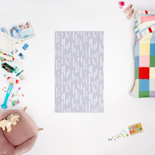 Inky Rounded Lines Pattern White on Dusty Purple Rug