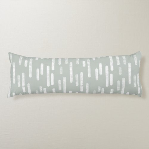 Inky Rounded Lines Pattern  White on Gray Green Body Pillow