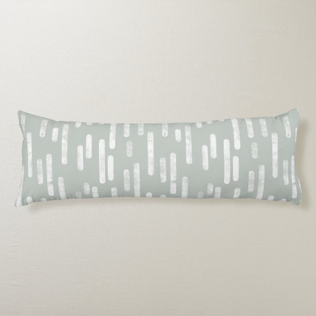 Inky Rounded Lines Pattern | White on Gray Green Body Pillow (Front)