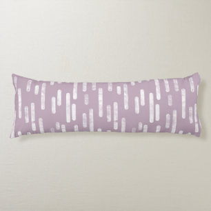 Inky Rounded Lines Pattern White on Mauve Body Pillow