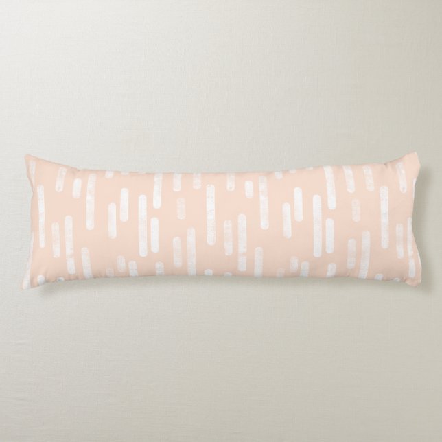Inky Rounded Lines Pattern | White on Pale Peach Body Pillow (Front)