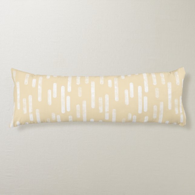 Inky Rounded Lines Pattern | White on Pale Yellow Body Pillow (Front)
