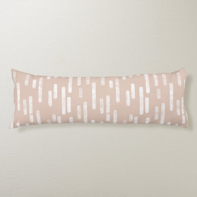 Inky Rounded Lines Pattern | White/Pale Terracotta Body Pillow (Front)