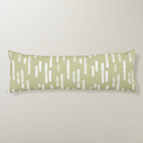 Inky Rounded Lines Pattern  WhitePistachio Green Body Pillow