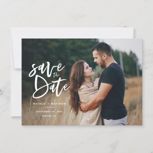 Inky script photo save the date