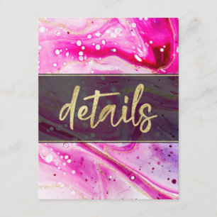 Inky Splash Pink Marble and Gold foil Details Enclosure Card