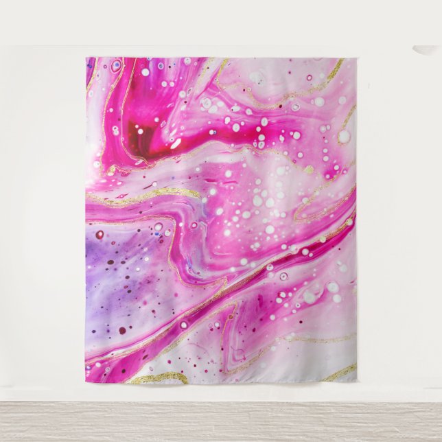 Inky Splash Pink Marble Gold Photo Booth Backdrop (Front)
