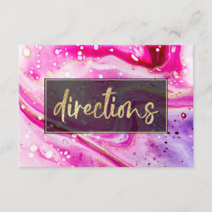 Inky Splash Pink Marble with Gold foil Directions Enclosure Card
