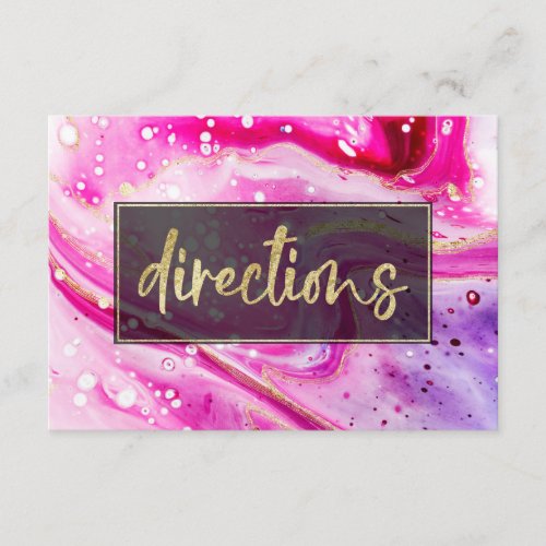 Inky Splash Pink Marble with Gold foil Directions Enclosure Card