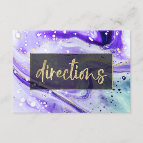 Inky Splash Purple Marble and Gold foil Directions Enclosure Card