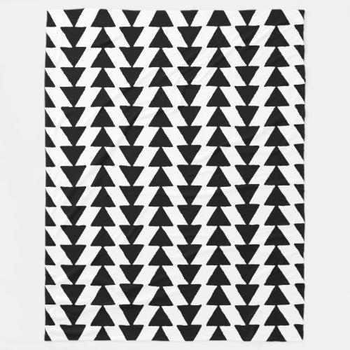 Inky Triangles _ Black and White Fleece Blanket