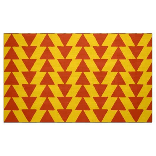 Inky Triangles _ Brick Red on Amber FFCC00 Fabric
