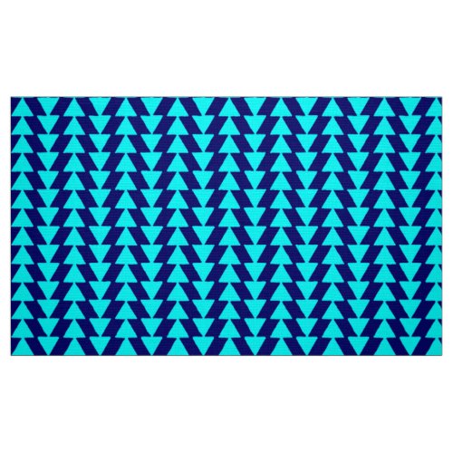 Inky Triangles _ Cyan on Dark Blue Fabric