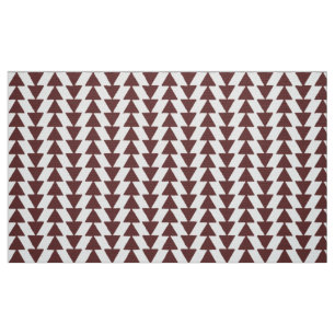 Inky Triangles - Dark Brown on White Fabric