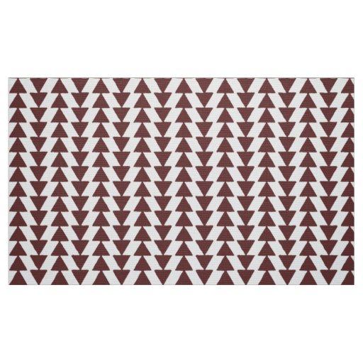 Inky Triangles - Dark Brown on White Fabric