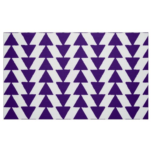 Inky Triangles _ Deep Purple on White Fabric