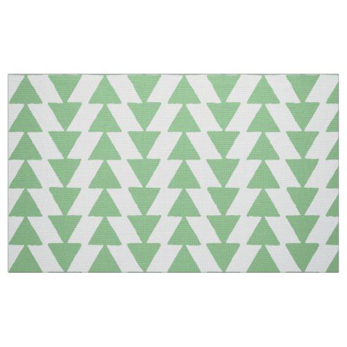 Inky Triangles _ Faded Green on White Fabric