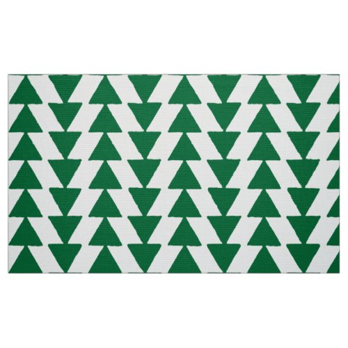 Inky Triangles _ Forest Green on White Fabric