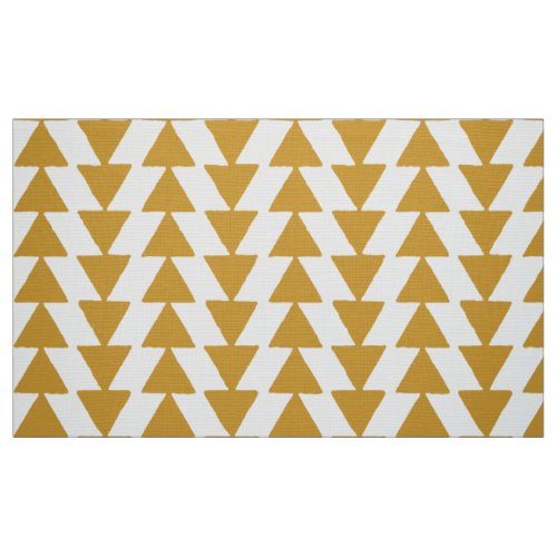 Inky Triangles _ Gold Brown on White Fabric