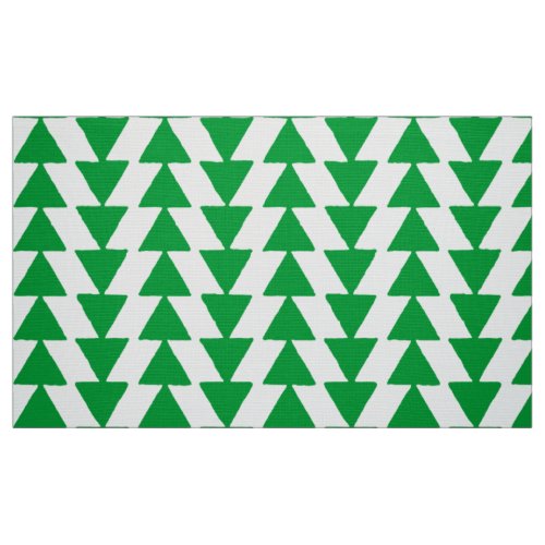 Inky Triangles _ Grass Green on White Fabric