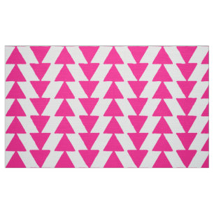 Inky Triangles - Hot Pink on White Fabric