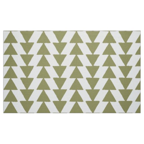 Inky Triangles _ Khaki on White Fabric