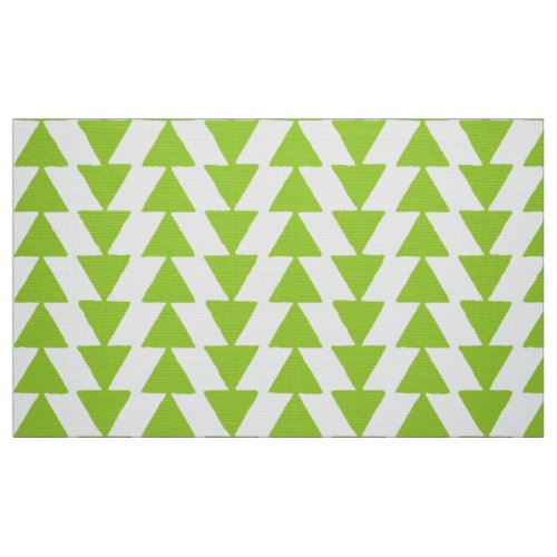 Inky Triangles _ Martian Green on White Fabric