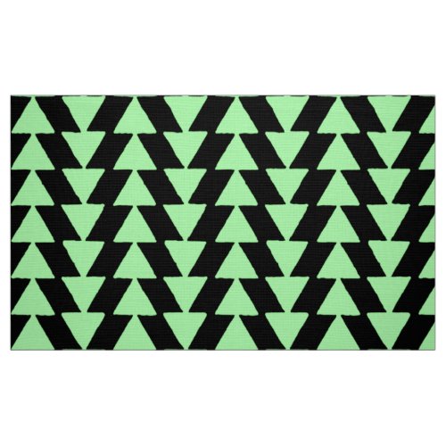 Inky Triangles _ Mint Green on White Fabric
