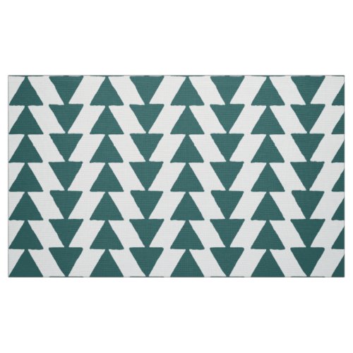 Inky Triangles _ Moss Green on White Fabric