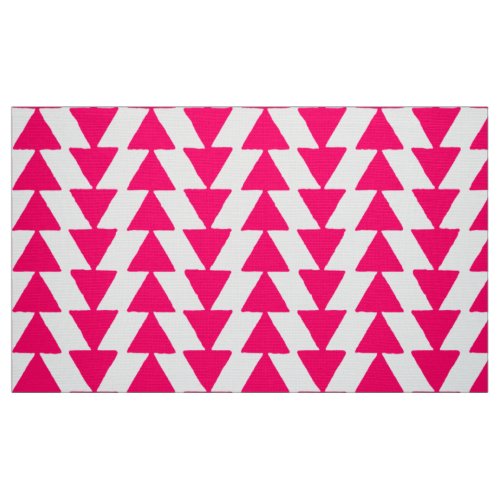 Inky Triangles _ Neon Red on White Fabric