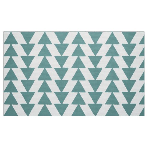 Inky Triangles _ Ocean Green on White Fabric