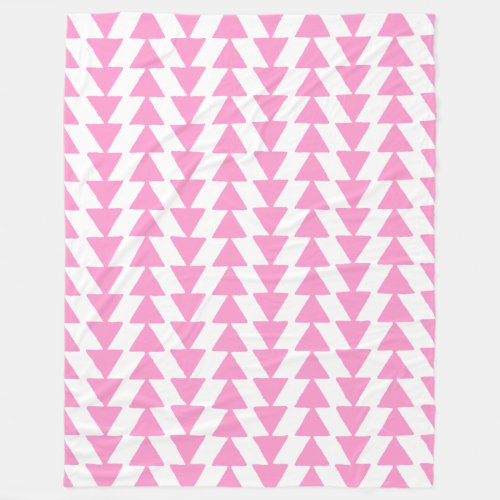 Inky Triangles _ Pink and White Fleece Blanket