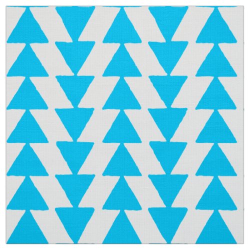Inky Triangles _ Sky Blue on White Fabric