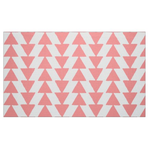 Inky Triangles _ Soft Pink on White Fabric
