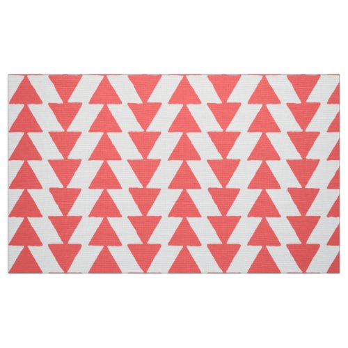 Inky Triangles _ Tropical Pink on White Fabric