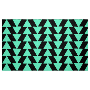 Inky Triangles - Turquoise on Black Fabric
