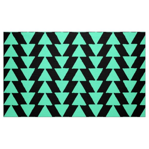 Inky Triangles _ Turquoise on Black Fabric
