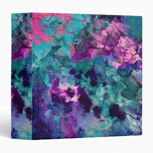 Inky Watercolor Abstract Cosmic Color Painting 3 Ring Binder