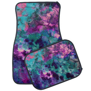 Inky Watercolor Abstract Cosmic Color Painting Car Floor Mat