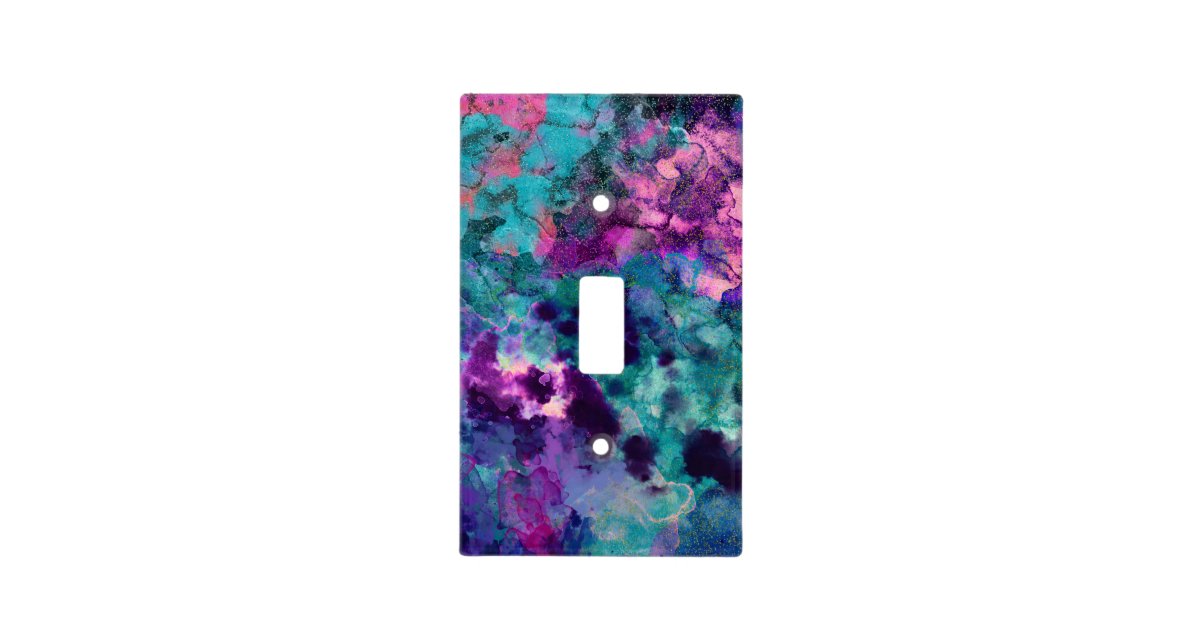 Inky Watercolor Abstract Cosmic Color Painting Light Switch Cover