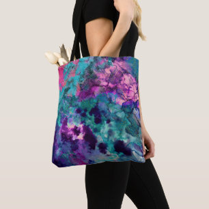 Inky Watercolor Abstract Cosmic Color Painting Tote Bag